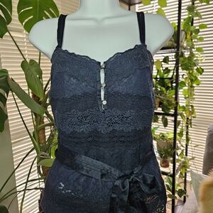 Abercrombie & Fitch Navy Blue Lace Top